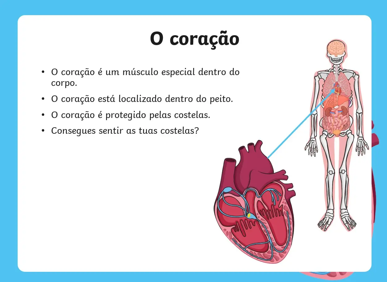 O corpo humano apresentação educativa com diagrama anatômico ilustrado mostrando sistema respiratório, circulatório, digestivo e ósseo em vista frontal, ideal para slides de enfermagem e biologia.