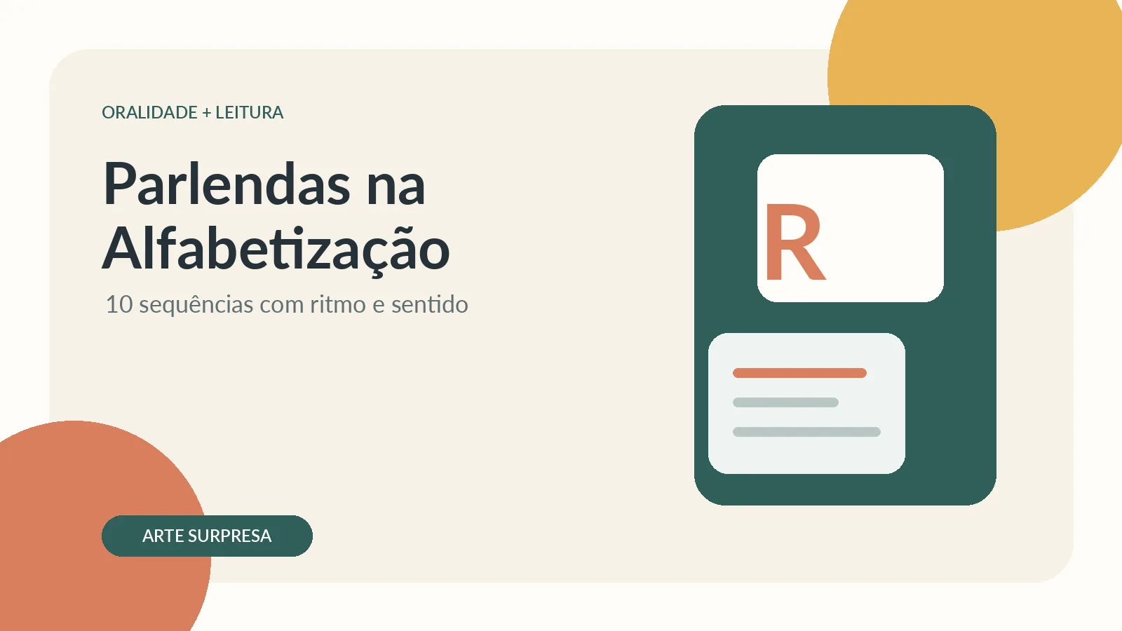 Crianças recitando parlenda com cartões ilustrados em roda de leitura