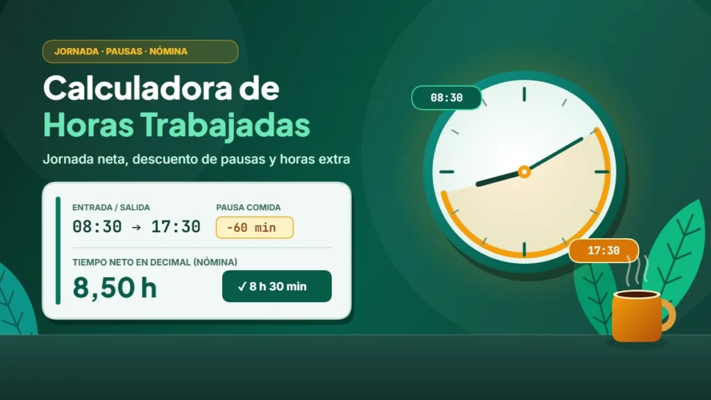 Calculadora de Horas Trabajadas Online: Jornada, Pausas y Horas Extra (2026) - Arte Surpresa