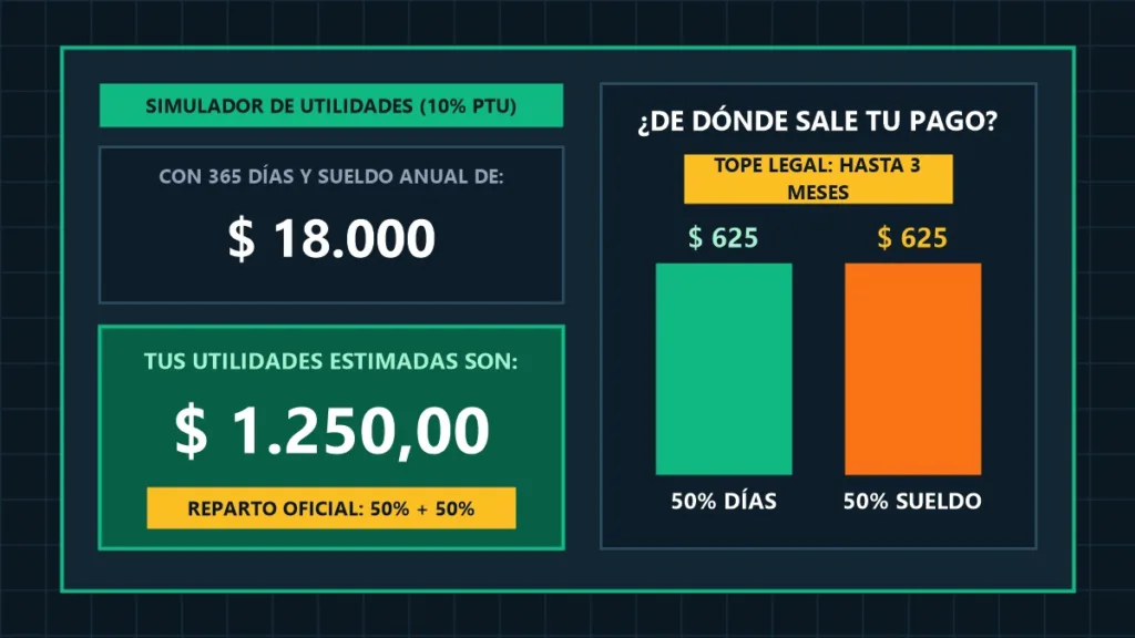 cómo calcular mis utilidades panel de simulación con días trabajados y salarios